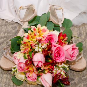 pink roses and shoes